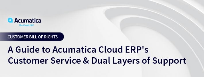 Guide du service client et des deux niveaux d'assistance d'Acumatica Cloud ERP