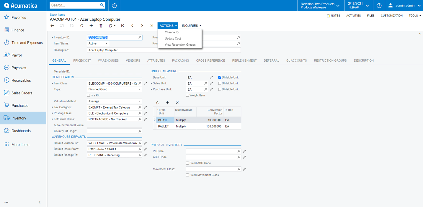 SS-01 How to use the Change ID Action in Acumatica