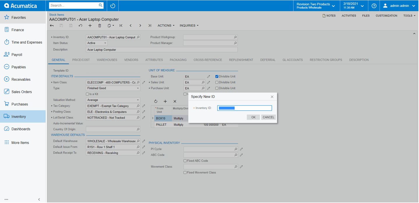 How to use the Change ID Action in Acumatica