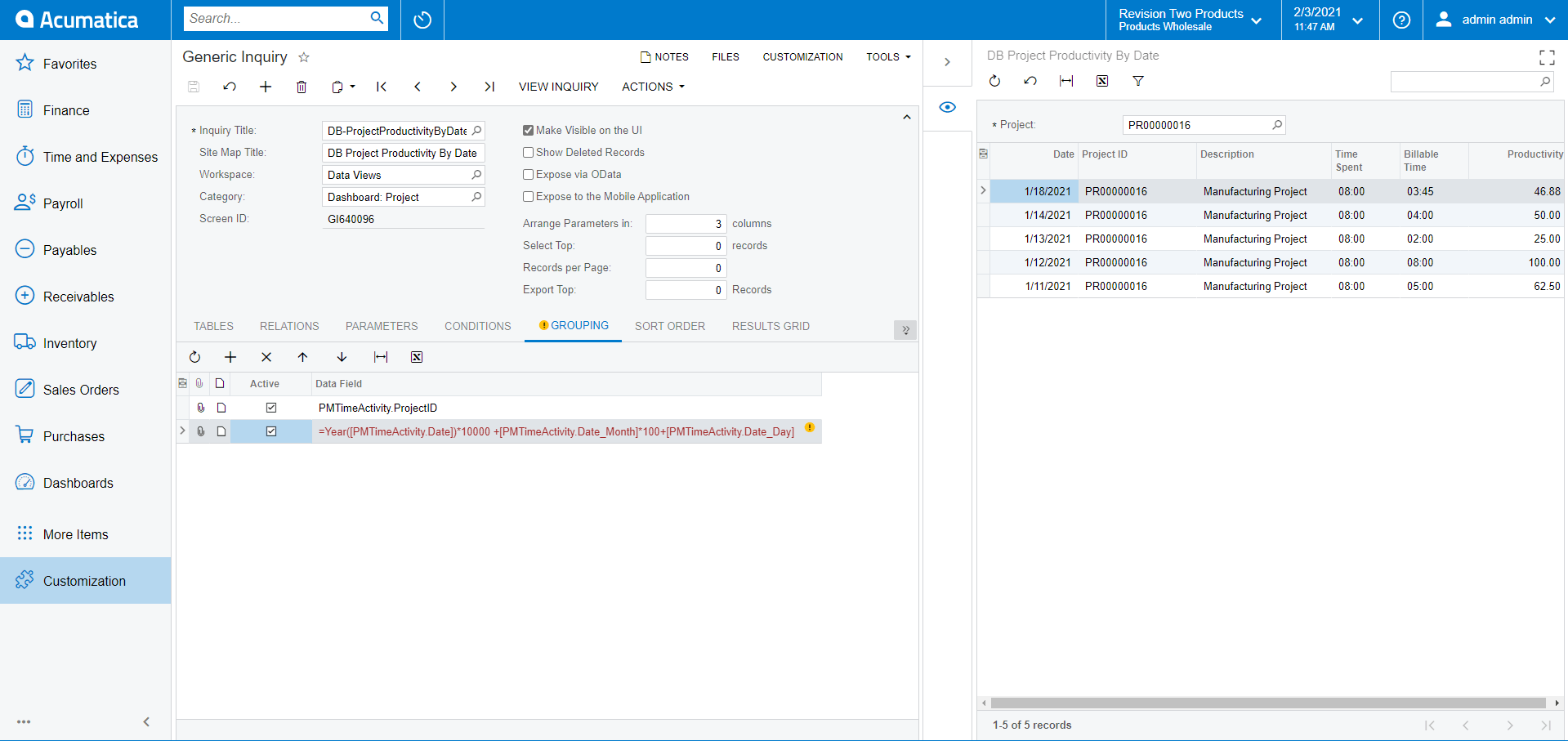 SS05-GI How to use Acumatica Generic Inquiry Row Styles with Aggregated Values