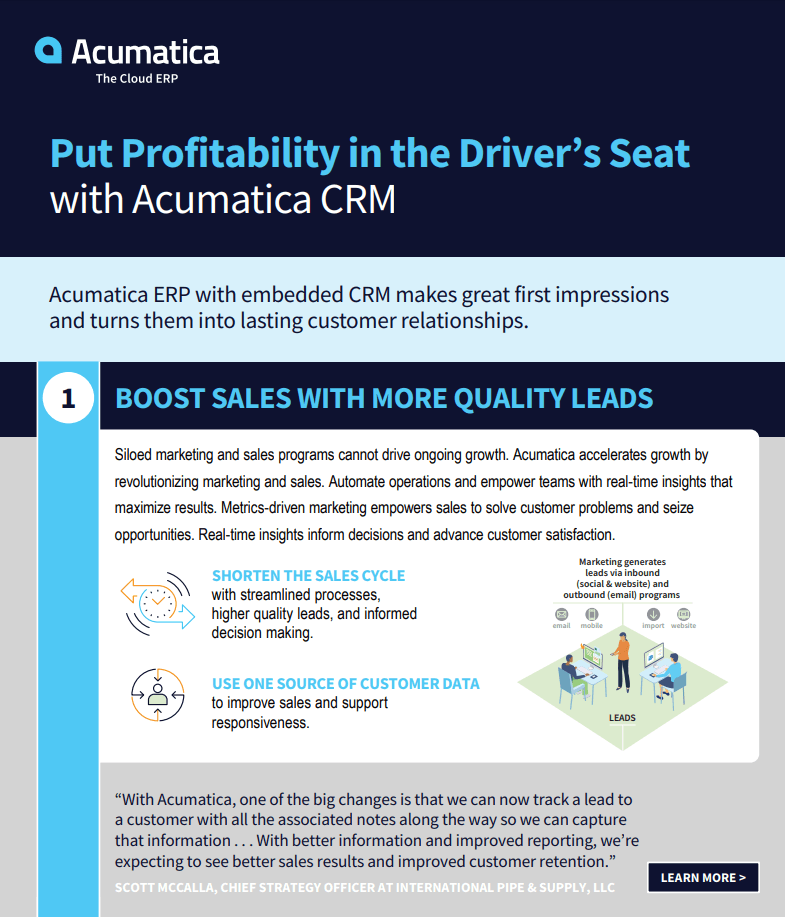 Fidéliser les clients (et augmenter la rentabilité) avec Acumatica CRM