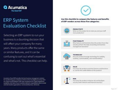 Acumatica’s Business Management Evaluation Checklist