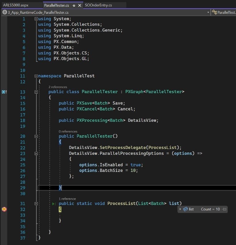 Enabling Parallel Processing on Acumatica Processing Screens