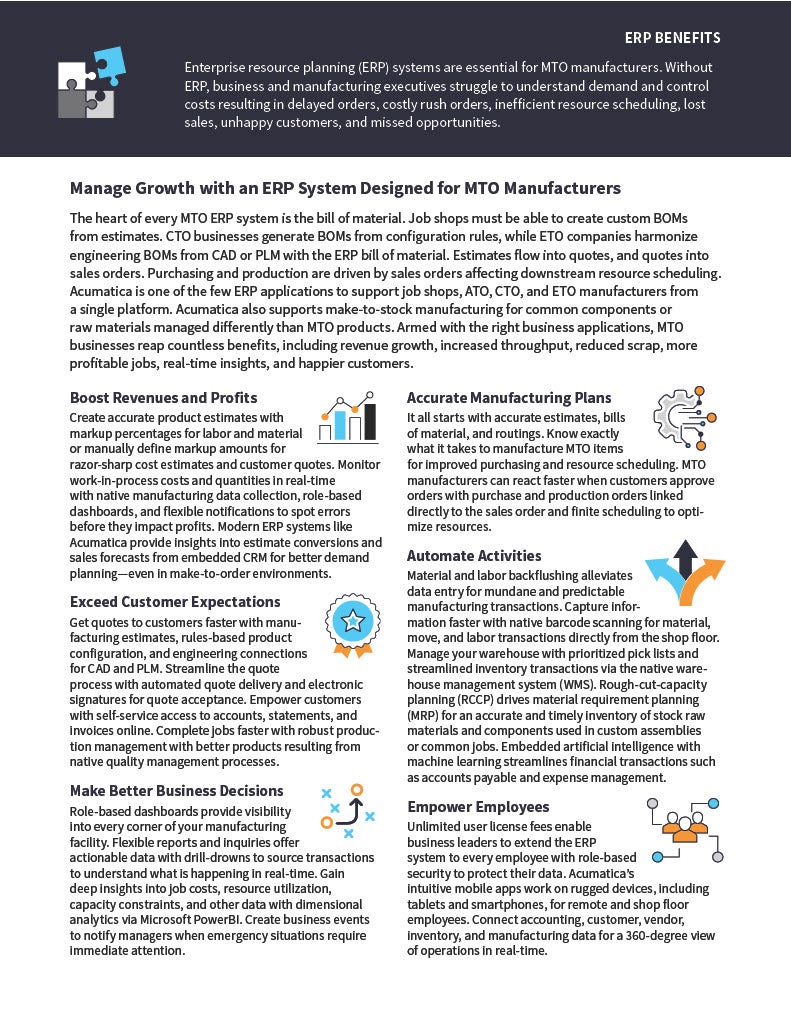 Pourquoi les fabricants multimodaux de fabrication à la commande ont besoin de la plateforme ERP à l'épreuve du temps d'Acumatica, page 2