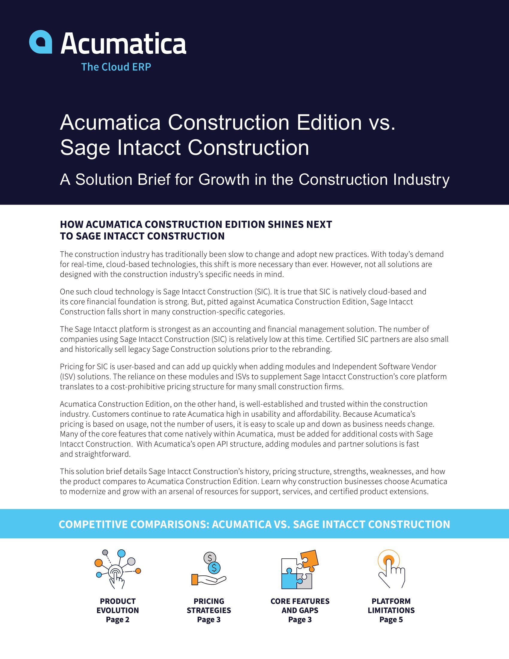 Comparing Acumatica Construction Edition to Sage Intacct Construction