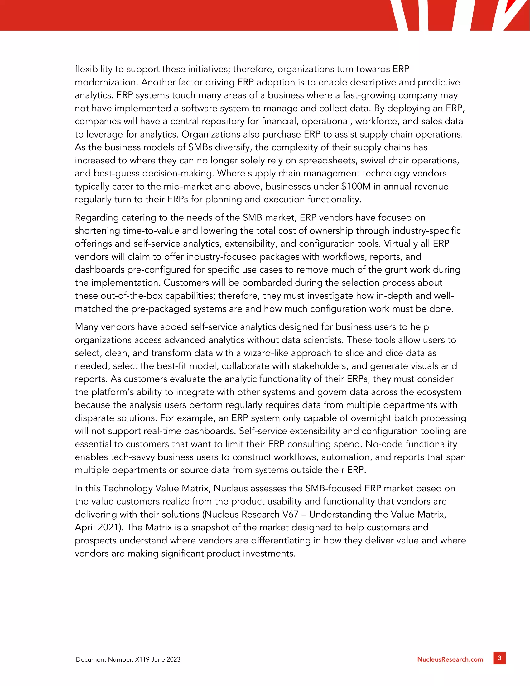 Acumatica Secures Leadership Ranking in the Nucleus Research SMB Value Matrix Report for Second Year in a Row, page 2