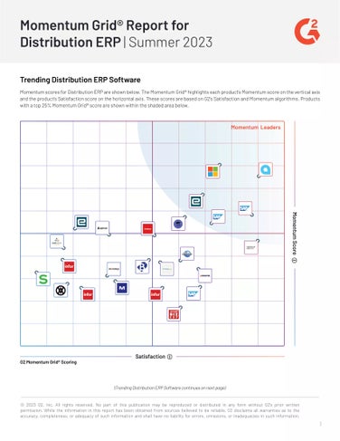G2 Reviews Acumatica and 23 Distribution ERP Systems: Who Has Momentum?