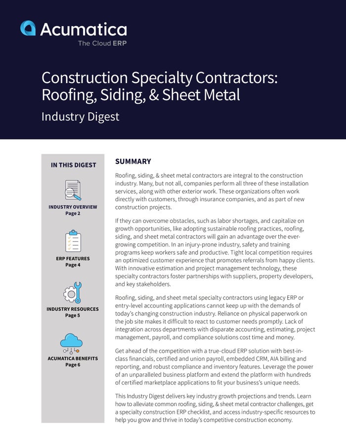 Benefits of a True Cloud ERP Solution for the Roofing, Siding, and Sheet Metal Industry