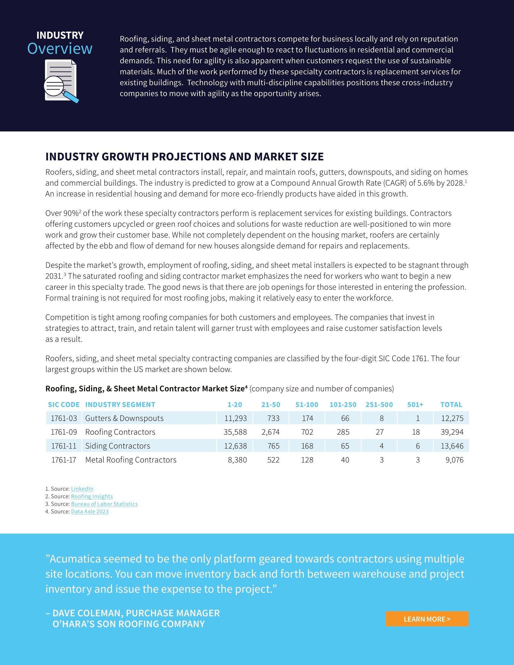 To Beat the Competition, Specialty Contractors in the Roofing, Siding, and Sheet Metal Industry Need a True Cloud ERP Solution, page 1