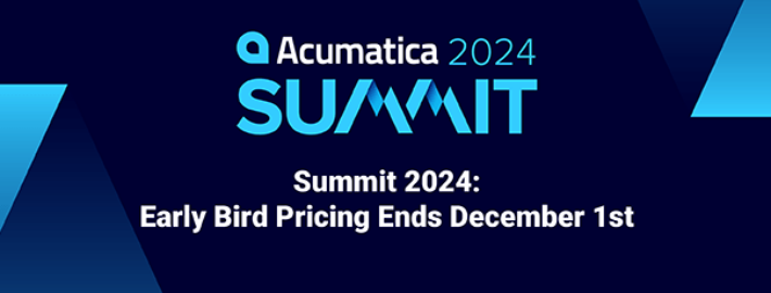Early Bird Pricing for Acumatica Summit 2024 - Ends December 1