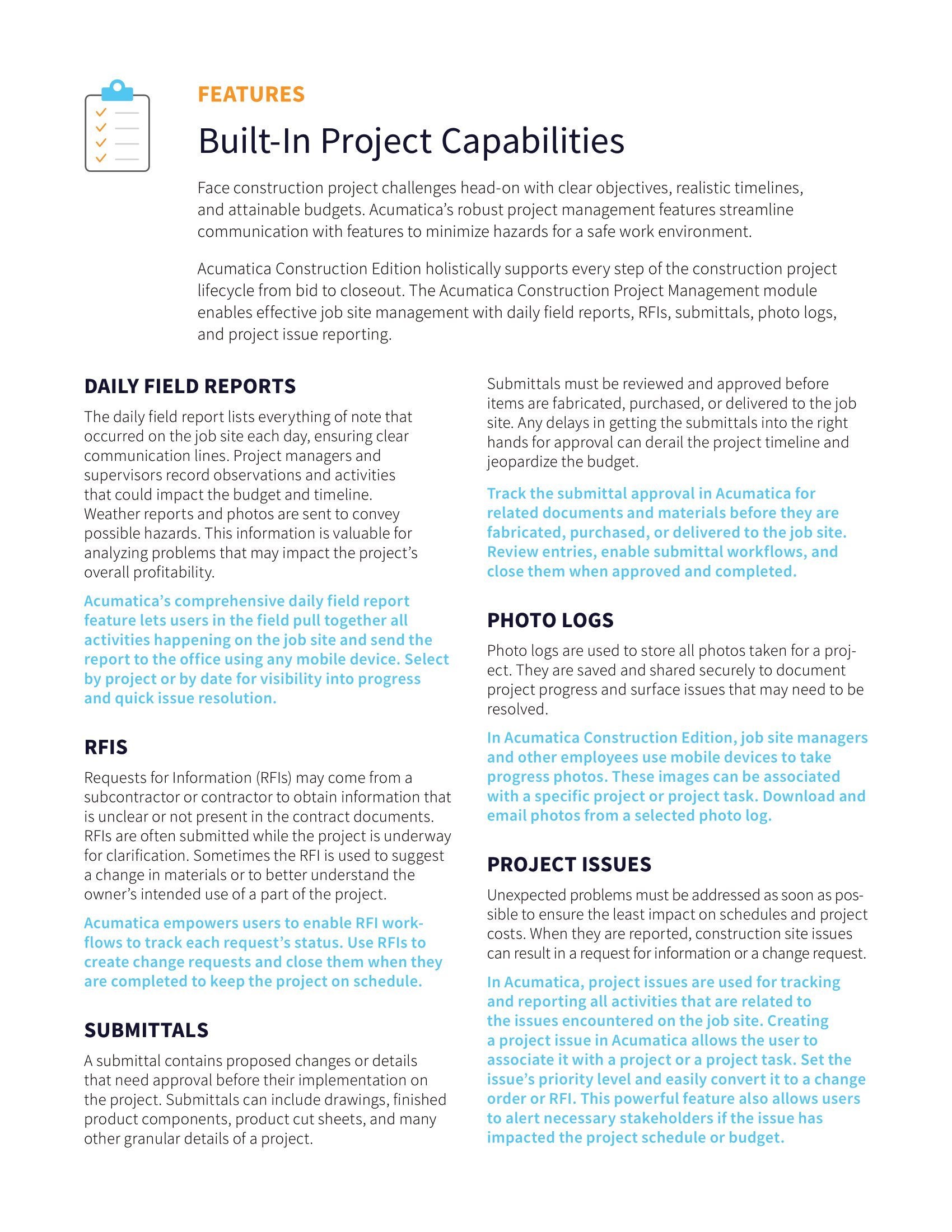 What Do Construction Project Managers Need to Succeed? A Centralized, Extensible System. , page 2