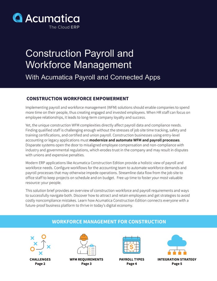 Eliminate Workforce Management and Payroll Frustrations with Acumatica Construction Edition