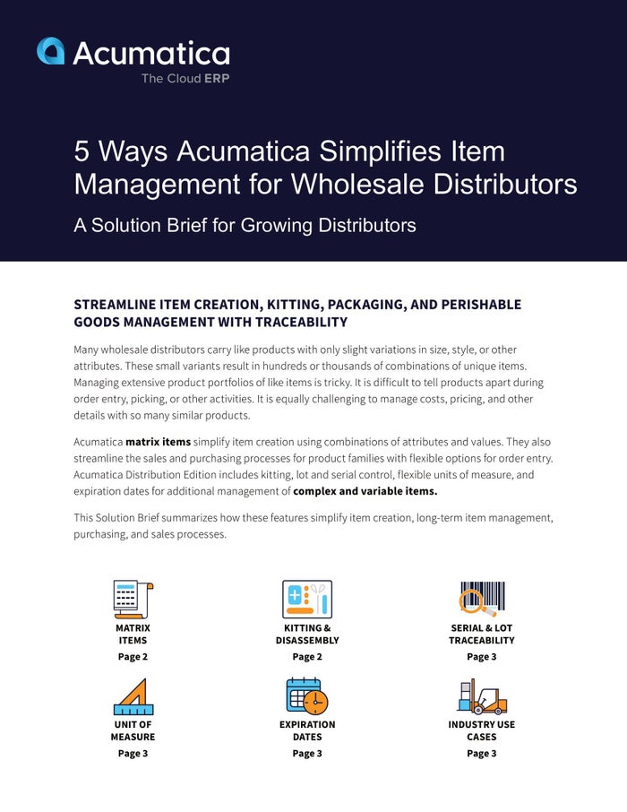 5 Ways Acumatica Simplifies Item Management for Wholesale Distributors