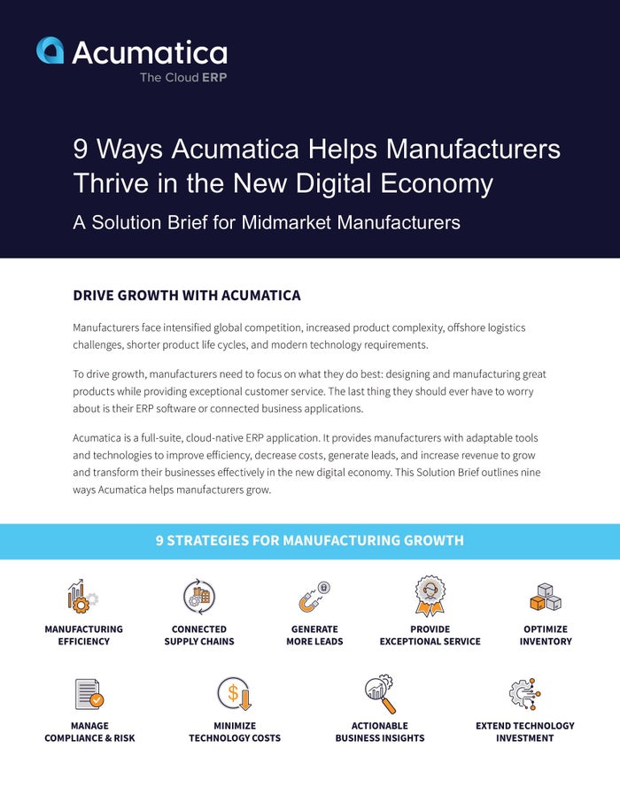 9 Ways Acumatica Helps Manufacturers Thrive in the New Digital Economy