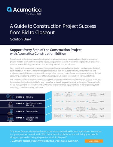 Support Project Success from Construction Bid to Closeout