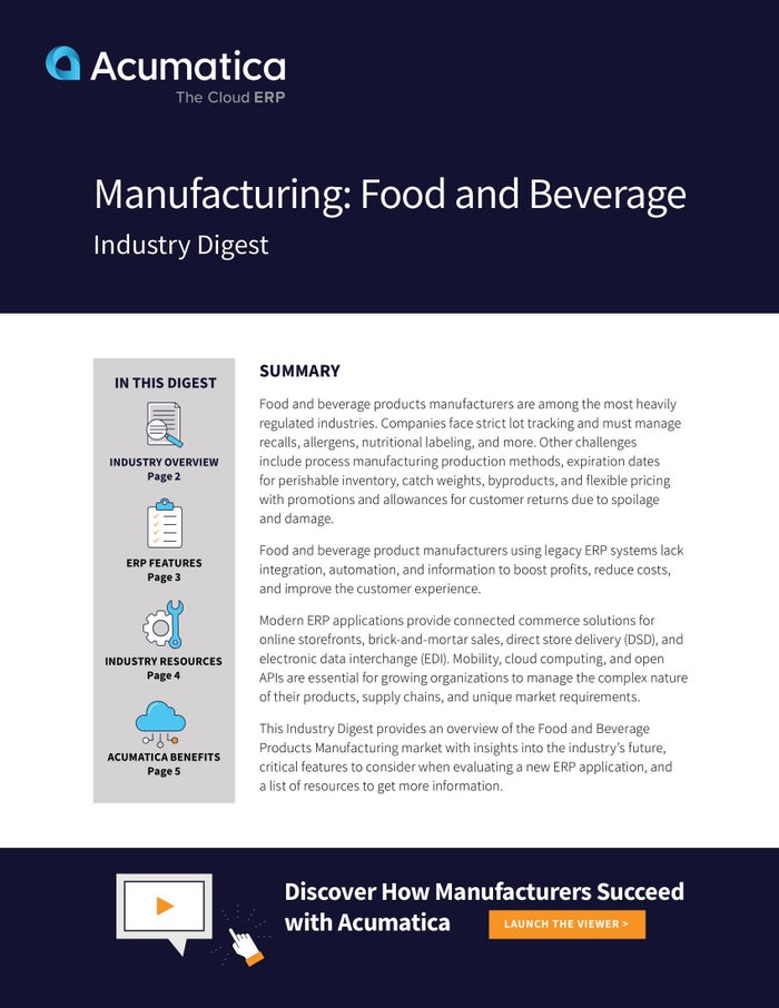 Modern ERP Software for Food and Beverage Manufacturing