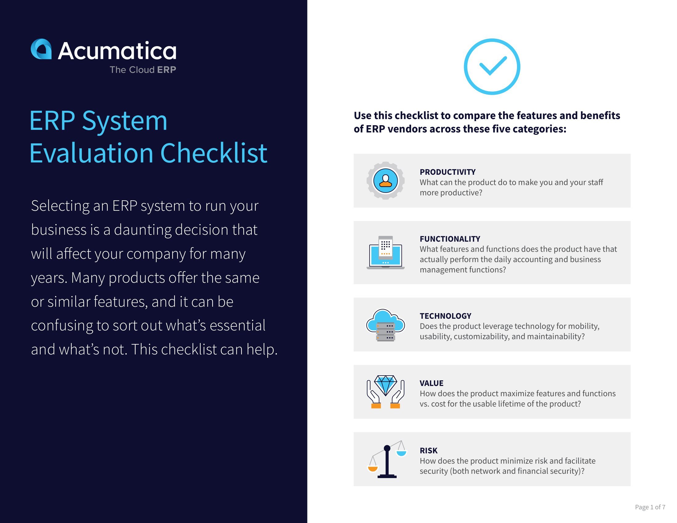 Evaluating ERP systems? This ERP comparison checklist lets you rate solutions across 5 essential categories.