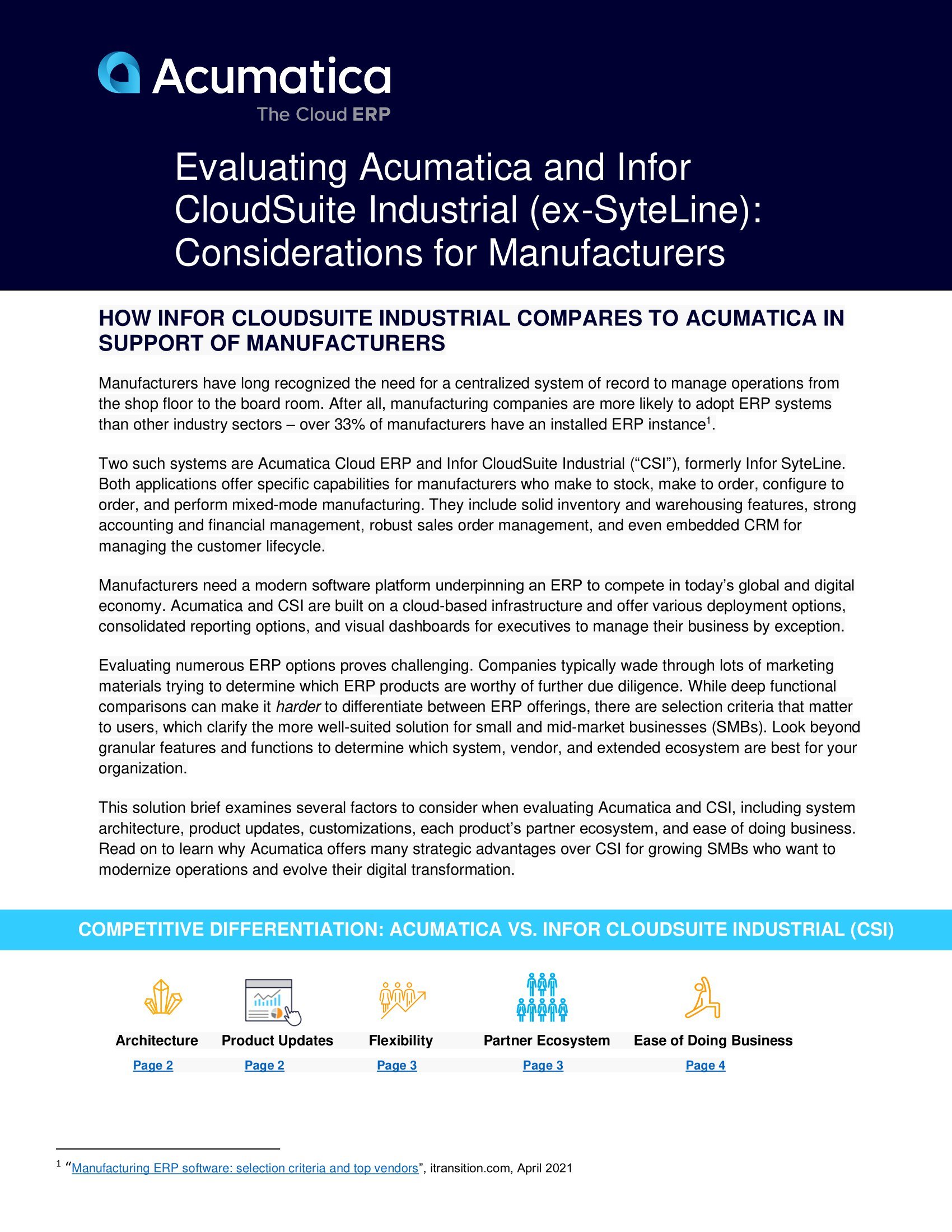 Acumatica vs. Infor CloudSuite Industrial: ¿Qué sistema ERP deben elegir los fabricantes?