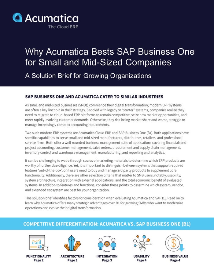 Compare Acumatica vs. SAP Business One