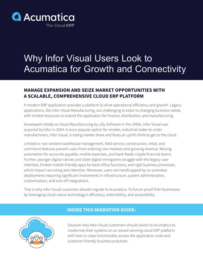 DécouvreZ Pourquoi Les FabricantS Devraient Choisir Acumatica Avec Un Guide De Migration Visuelle Infor Gratuit