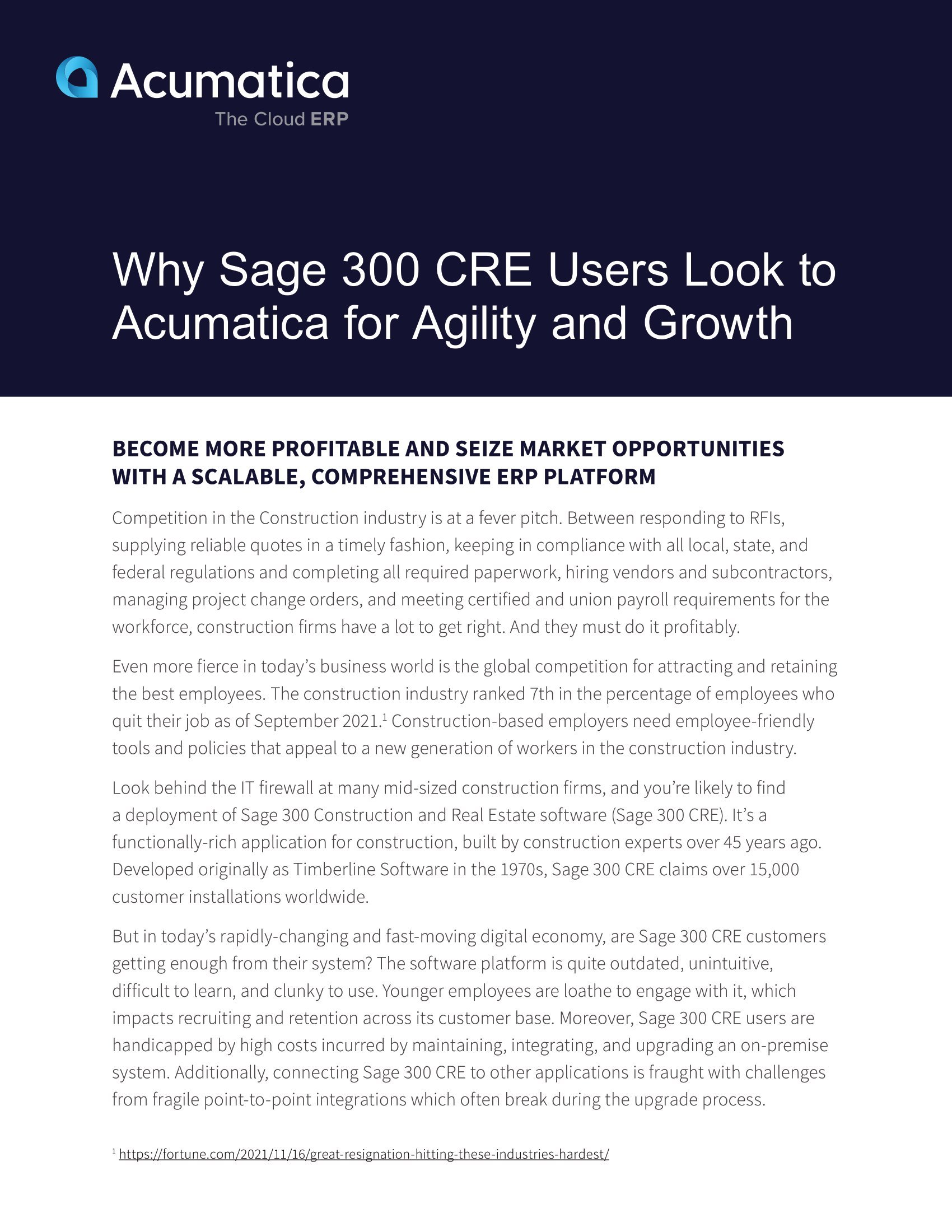 Why Construction Companies Are Moving From Sage 300 CRE to Acumatica