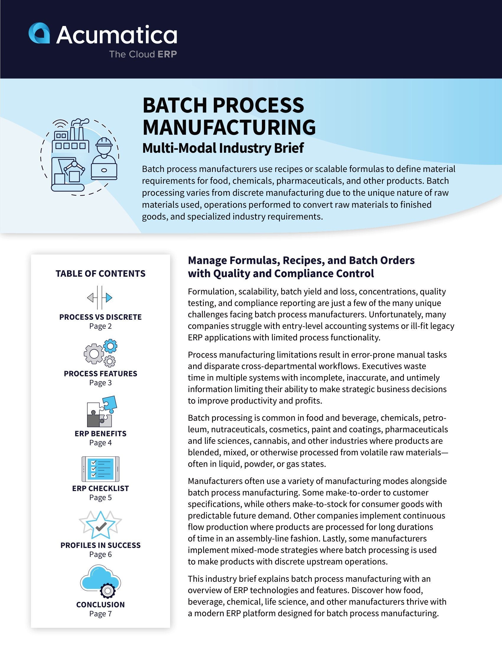 Acumatica Cloud ERP: Designed for Batch Process Manufacturers