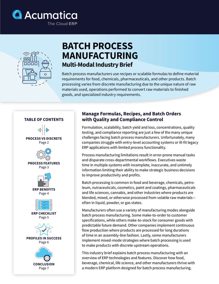 Comment les fabricants de traitement par lots peuvent se développer avec les capacités de fabrication multimodales d’Acumatica