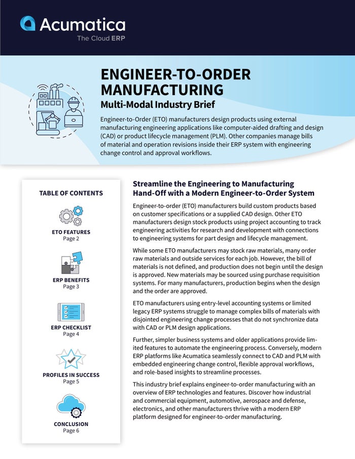 Transform Engineer-to-Order Manufacturing with Acumatica’s Multi-Modal Manufacturing Platform