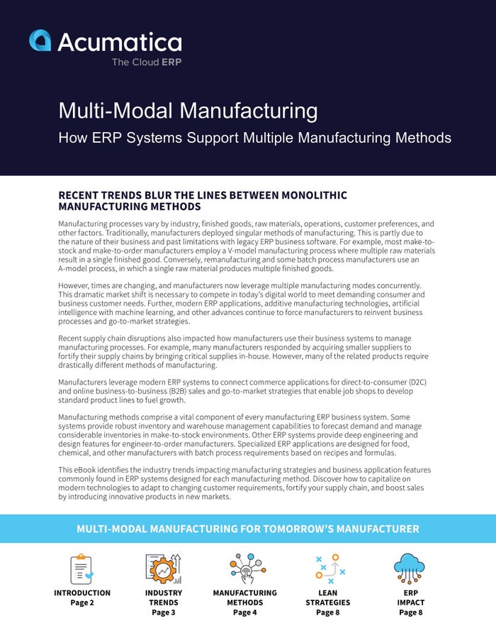 How to Support Multi-Modal Manufacturing with Acumatica