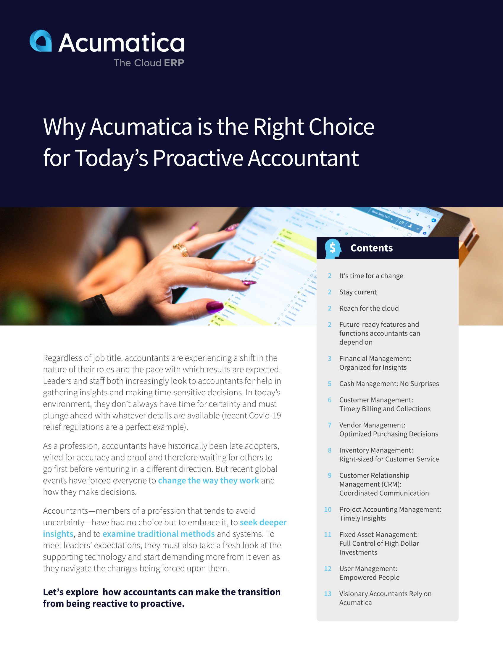 Por qué Acumatica es la elección correcta para el contable proactivo de hoy en día