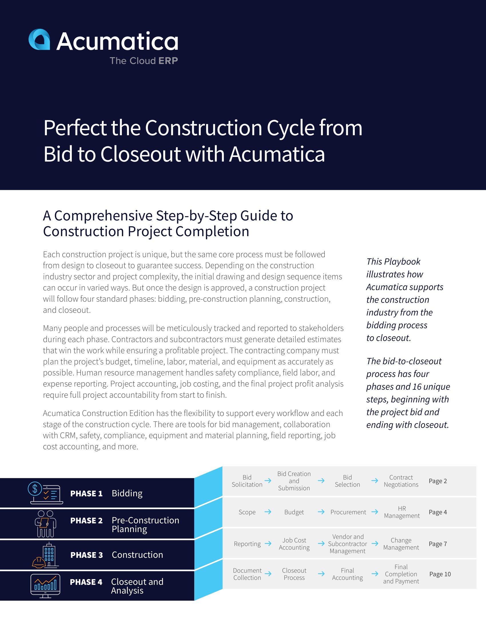 Simplification du cycle de l'appel d'offres à la clôture de la construction avec Acumatica