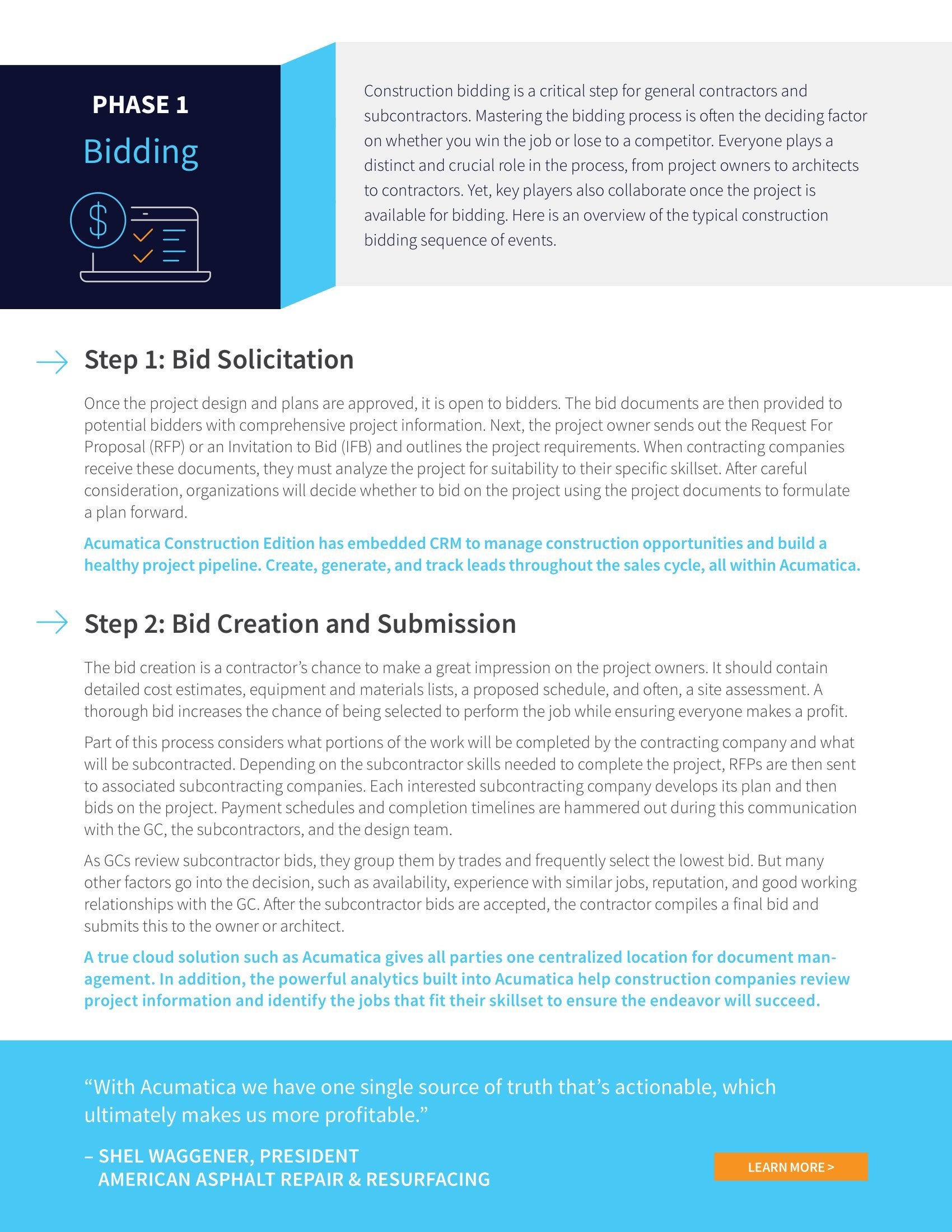 Experience Construction Bid to Closeout Cycle Simplicity with Acumatica, page 1