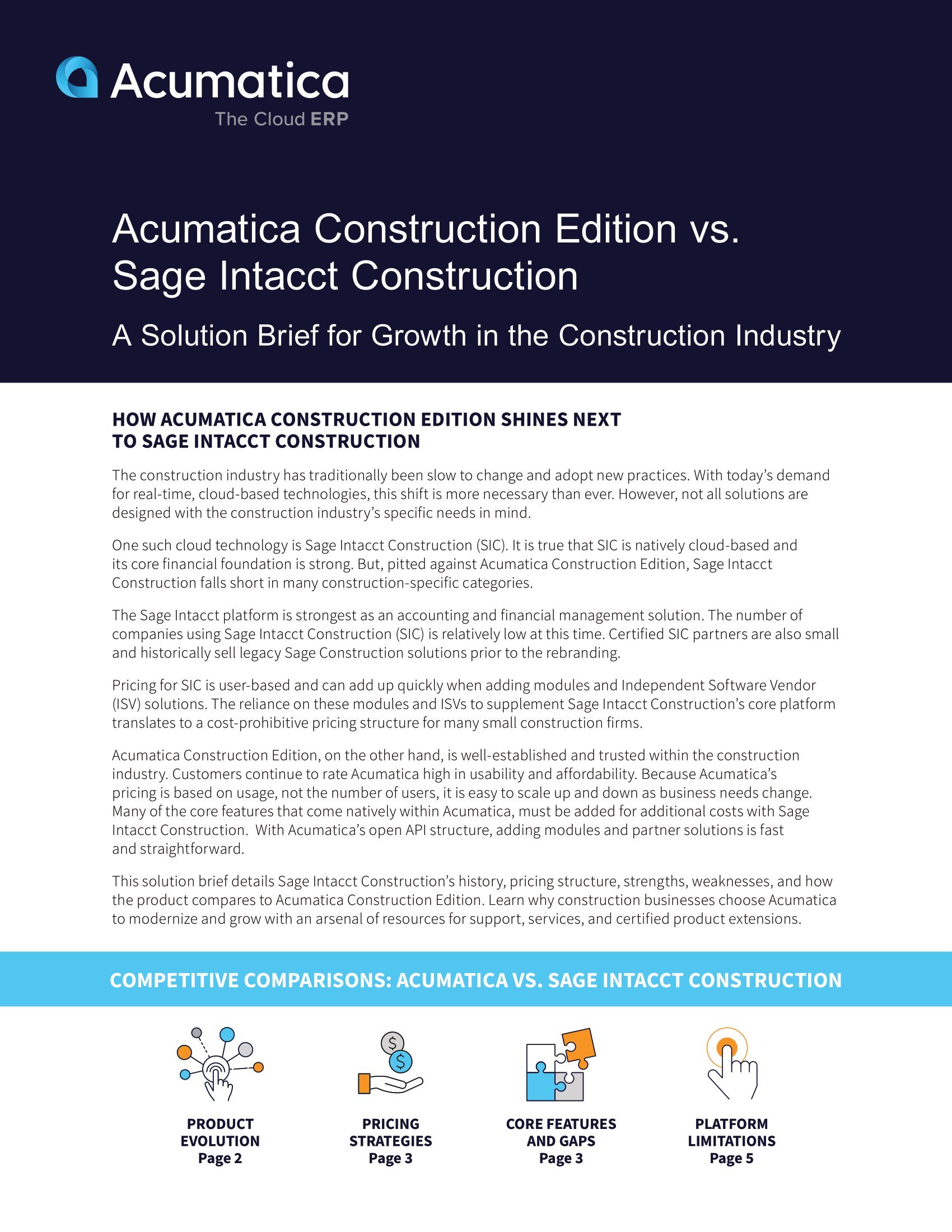 Comparing Acumatica Construction Edition to Sage Intacct Construction