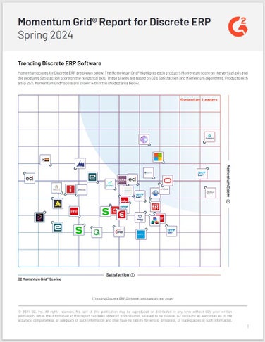 G2 Momentum Grid® Report for Discrete ERP | Spring 2024