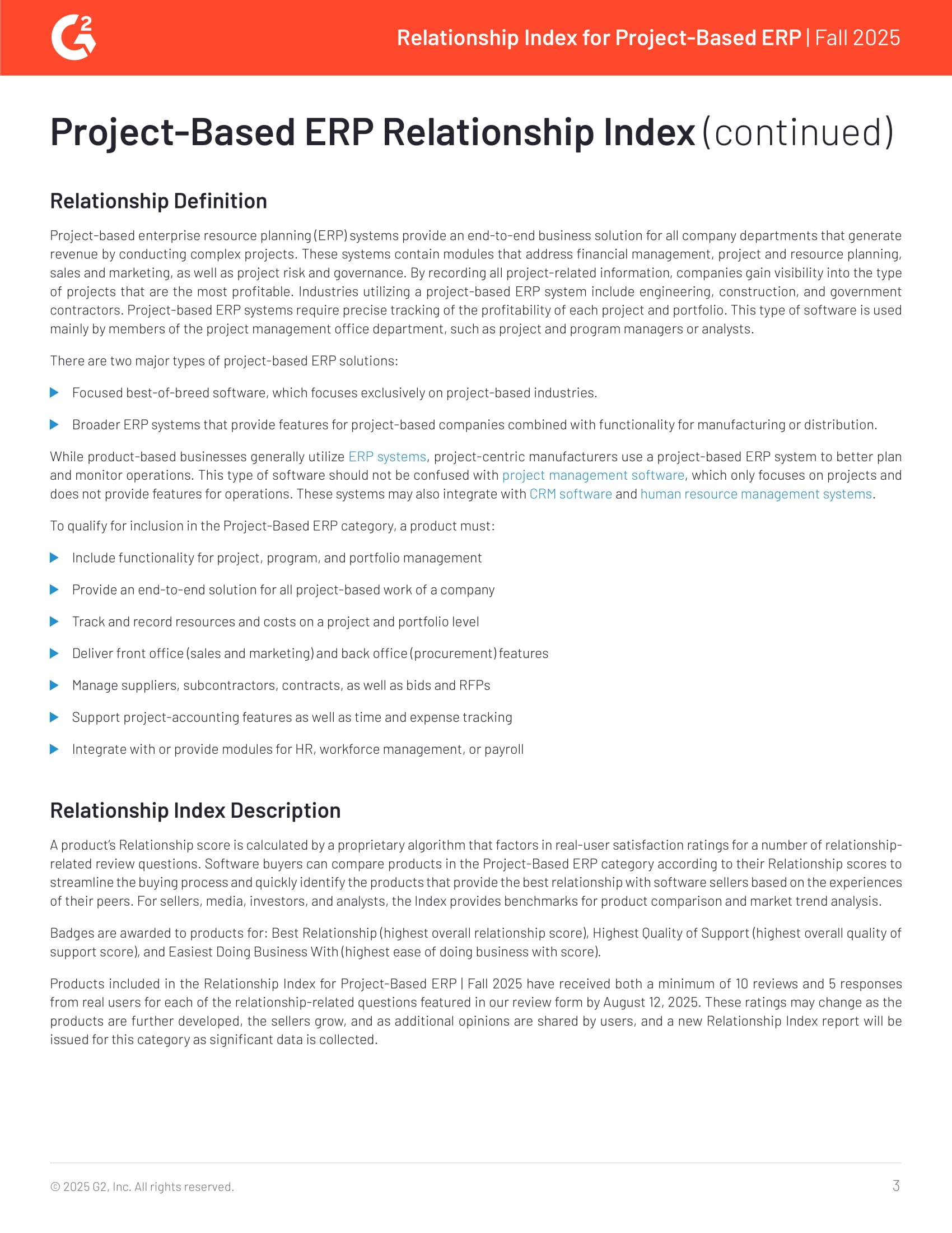Project-Based ERP Relationship Index: Mid-Market, page 1