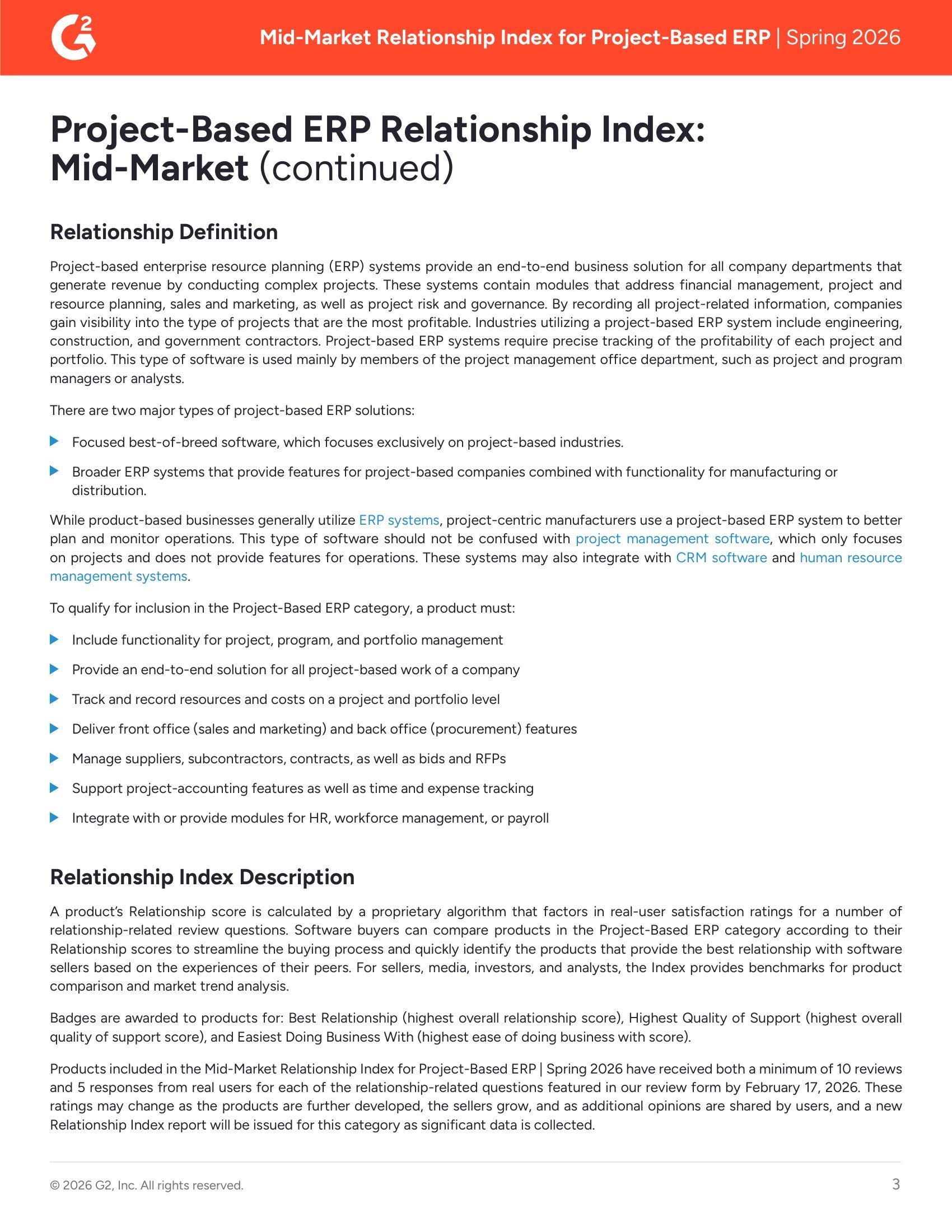Índice de relaciones ERP basadas en proyectos: Mercado medio, página 2
