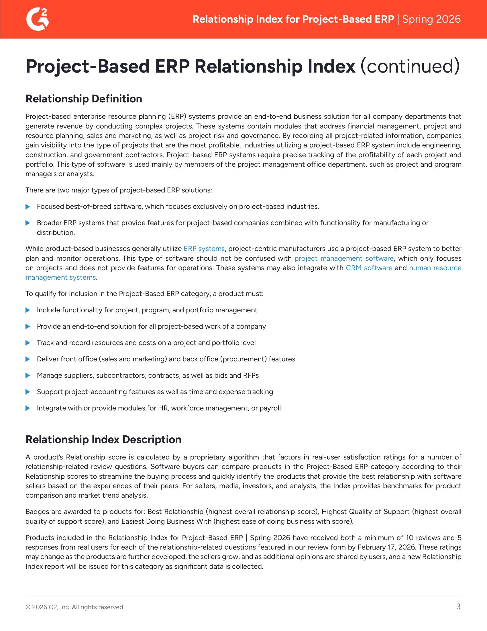 G2 Project-Based ERP Relationship Index | Spring 2026, page 2