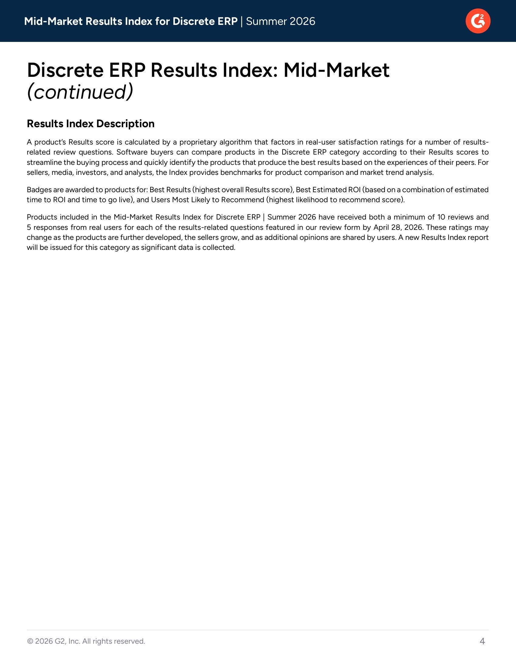 G2 Discrete ERP Results Index: Mid-Market, page 3