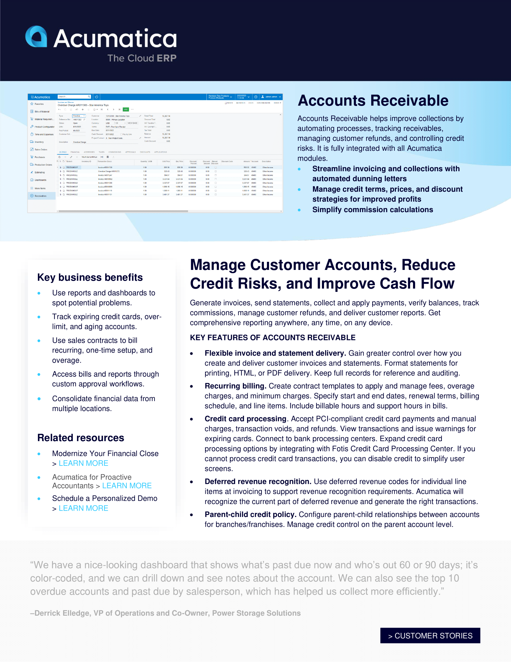 Accounts Receivable Product Sheet Accounts Receivable Product Sheet