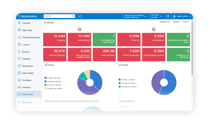 Screenshot of the Acumatica product to show advanced accounting capabilities of Acumatica in comparison to QuickBooks