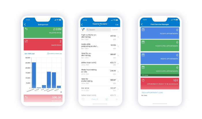 Screenshot of the Acumatica product to show the mobile app capabilities of Acumatica in comparison to QuickBooks