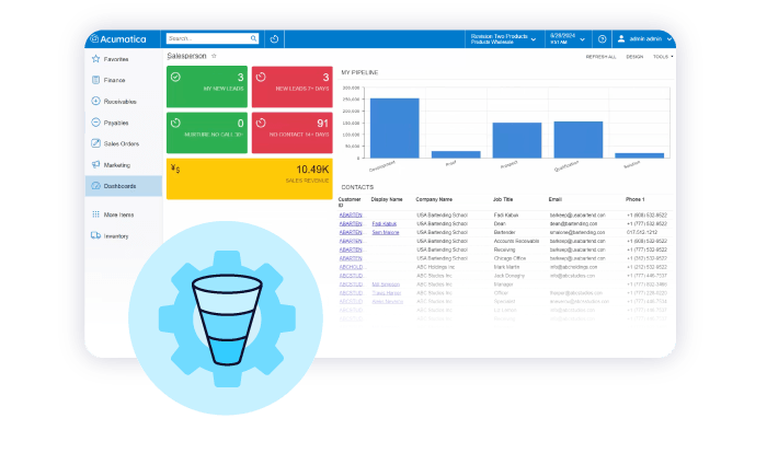 Screenshot of the Acumatica product to show customer management capabilities of Acumatica in comparison to QuickBooks