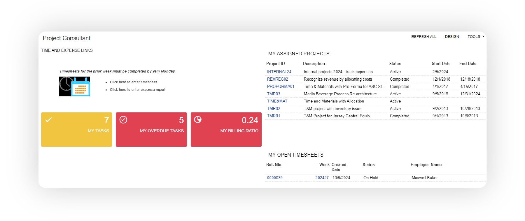 Screenshot of the Acumatica Project Management