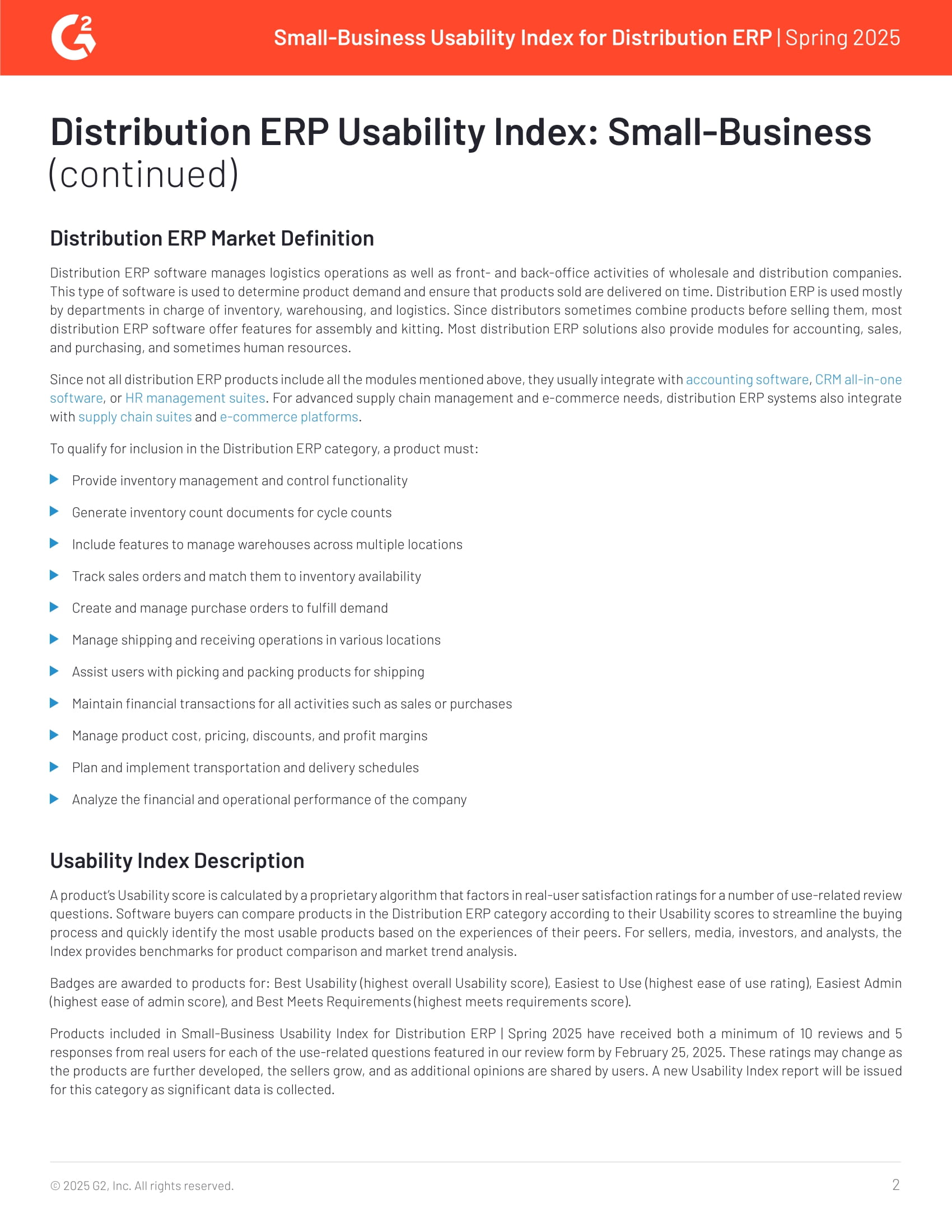 Acumatica Tops G2’s 2025 Usability Index for Small-Business Distribution ERP, page 1