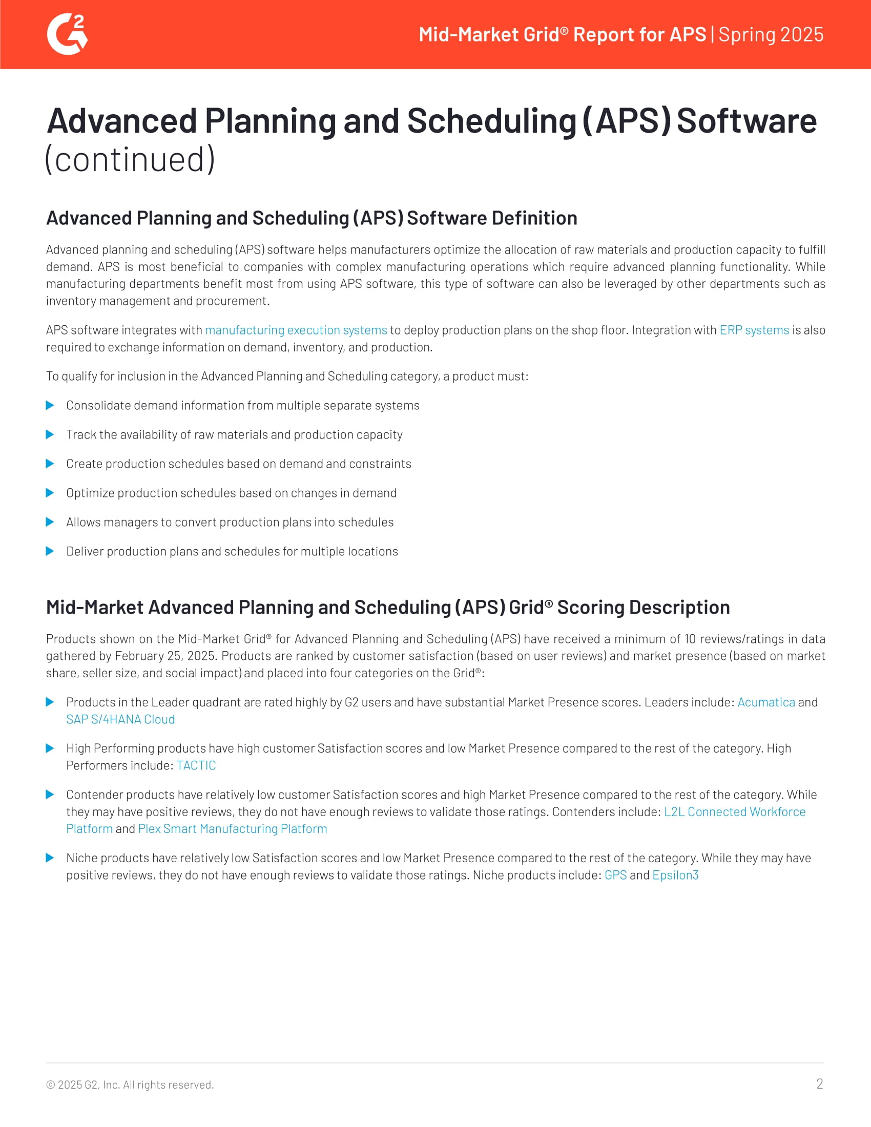 Acumatica Ranked #1 in G2’s 2025 APS Mid-Market Grid® Report, page 1