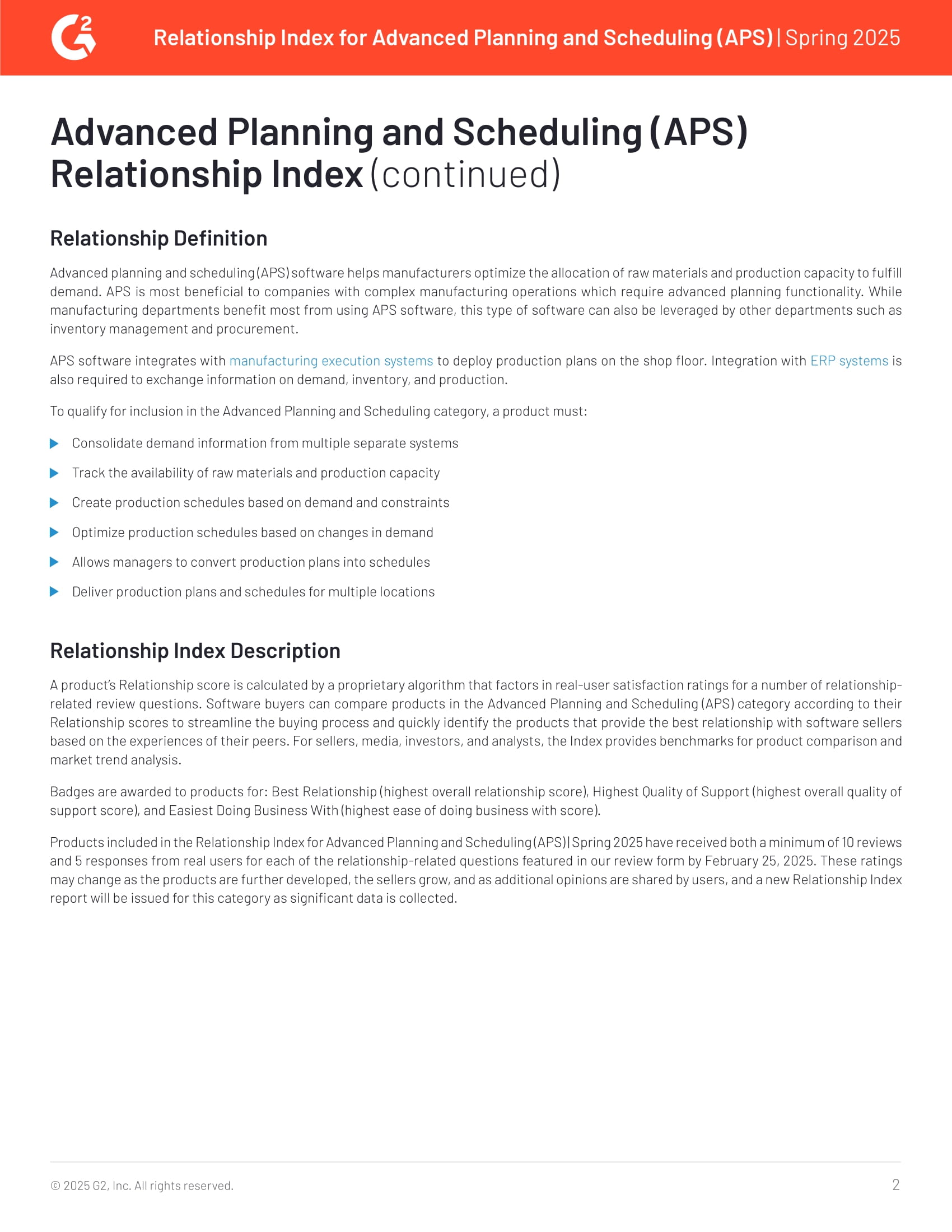 Acumatica Recognized as Leader in G2’s Spring 2025 APS Relationship Index, page 1