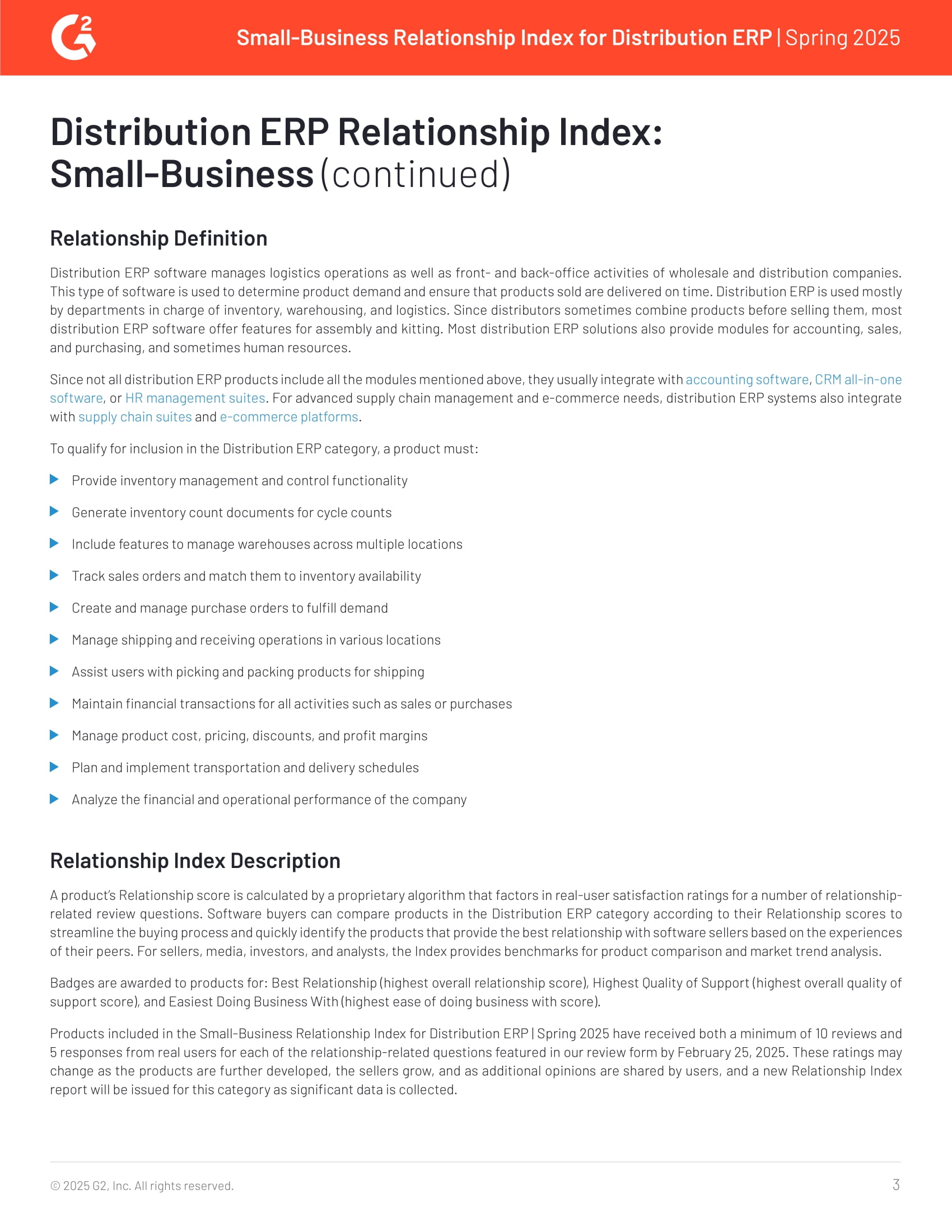Acumatica Leads G2’s 2025 Relationship Index for Small-Business Distribution ERP, page 2