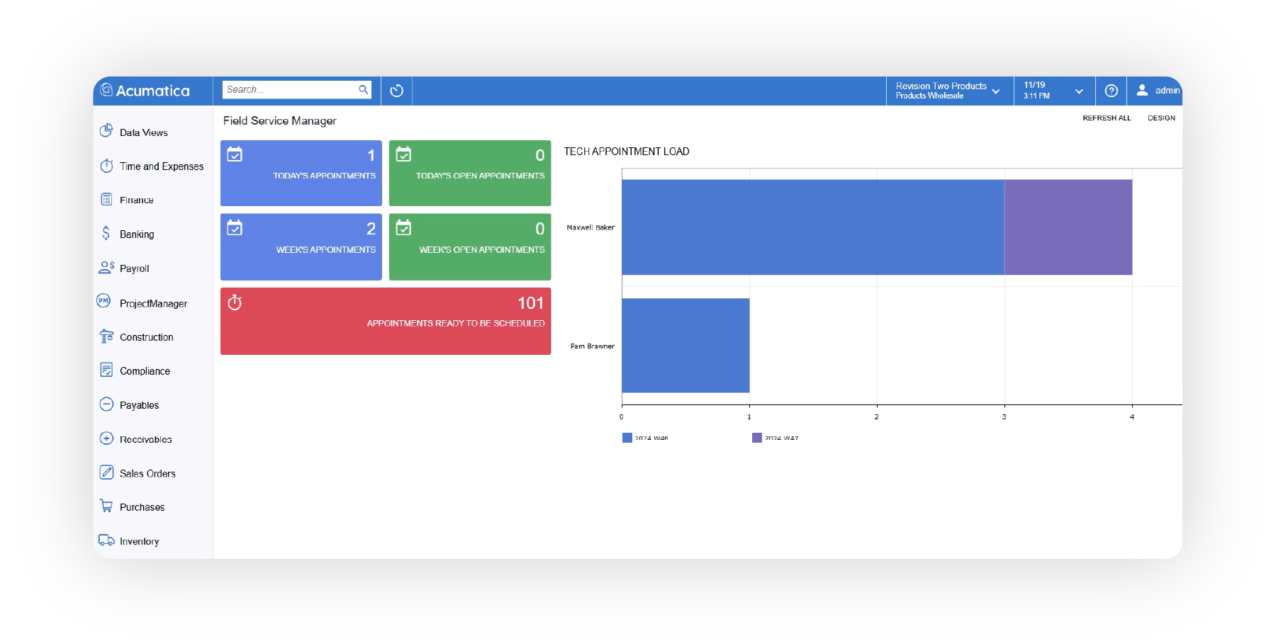 Screenshot of the Acumatica Project Management
