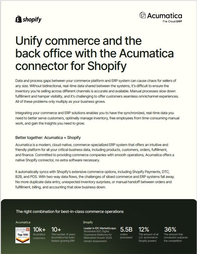 Acumatica and Shopify: A Unified Commerce Experience