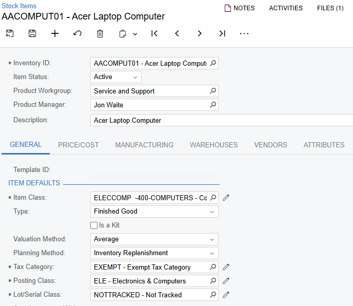 Screenshot of the Acumatica Service Management